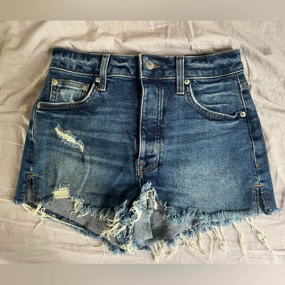 Forever 21 Distressed Denim Cutoff Shorts - Blue